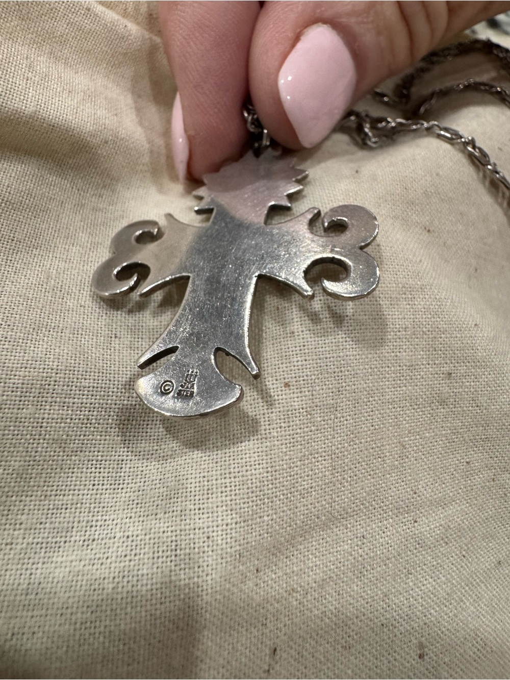Retired James Avery Sterling Silver Ornate Cross Pendant Necklace With CHAIN - Picture 2 of 2